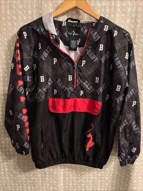 Baby Phat Black and Red Logo Pullover Rain Jacket